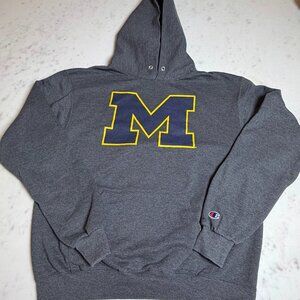 Champion‎ Michigan Wolverines Hoodie Mens Medium Gray Pullover Sweatshirt